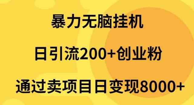 (9788期)暴力无脑挂机日引流200+创业粉通过卖项目日变现2000+-轻创业指南_活动策划_自媒体素材资源站嘉文资源站