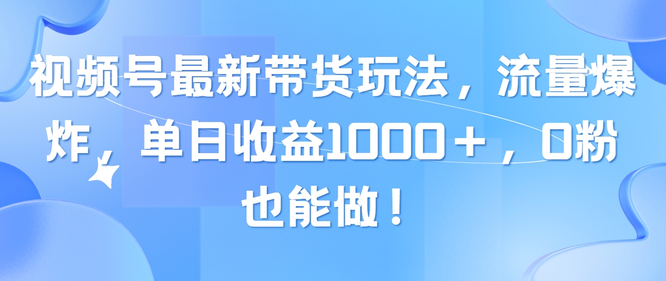 (10858期)视频号最新带货玩法,流量爆炸,单日收益1000+,0粉也能做!-轻创业指南_活动策划_自媒体素材资源站嘉文资源站